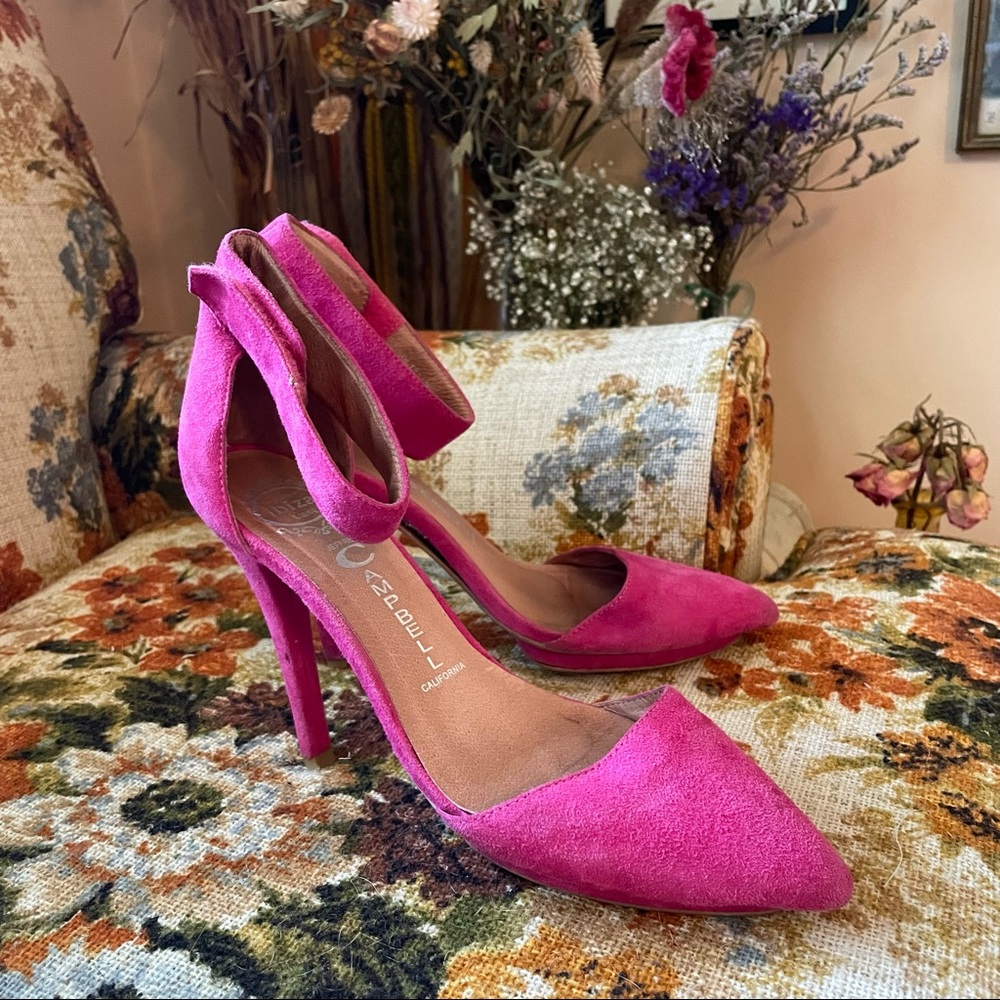 Hot Bubblegum Pink Suede Jeffrey Campbell High Heels, Size 8